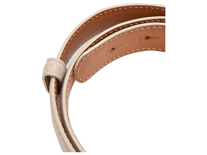 Ceinture Loro Piana en cuir crème Blanc Écru - vue 11