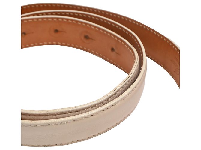 Ceinture Loro Piana en cuir crème Blanc Écru - vue 12