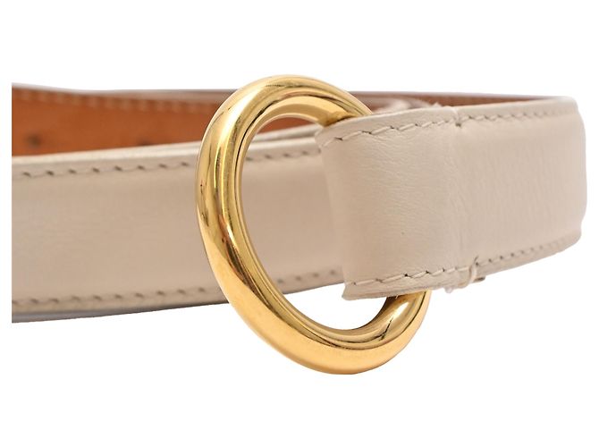 Ceinture Loro Piana en cuir crème Blanc Écru - vue 13