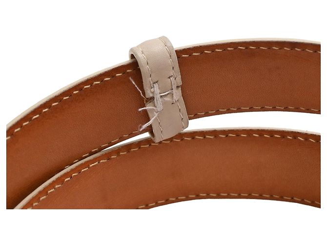 Ceinture Loro Piana en cuir crème Blanc Écru - vue 15