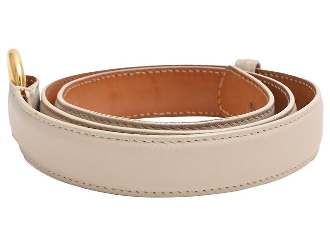 Ceinture Loro Piana en cuir crème Blanc Écru - vue 2