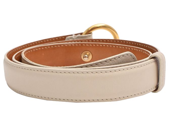 Ceinture Loro Piana en cuir crème Blanc Écru - vue 3
