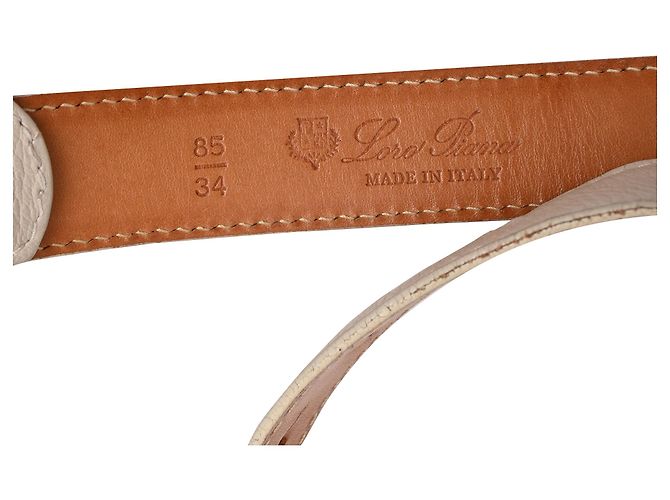 Ceinture Loro Piana en cuir crème Blanc Écru - vue 4