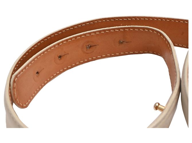 Ceinture Loro Piana en cuir crème Blanc Écru - vue 5