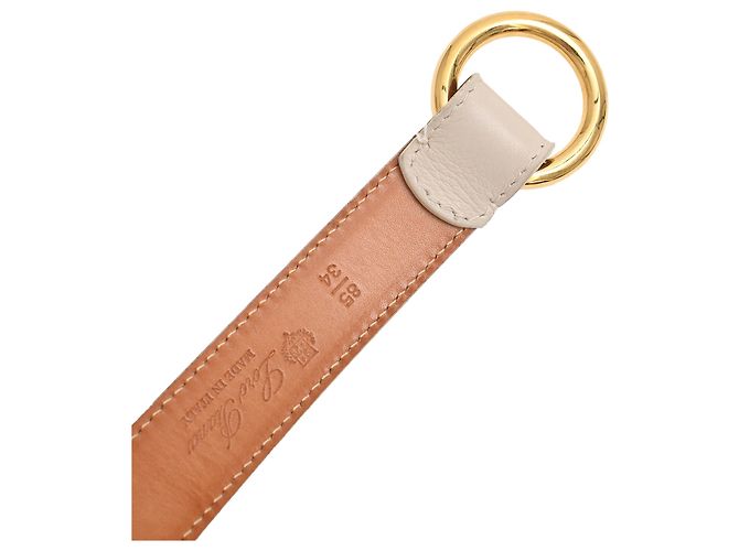Ceinture Loro Piana en cuir crème Blanc Écru - vue 7