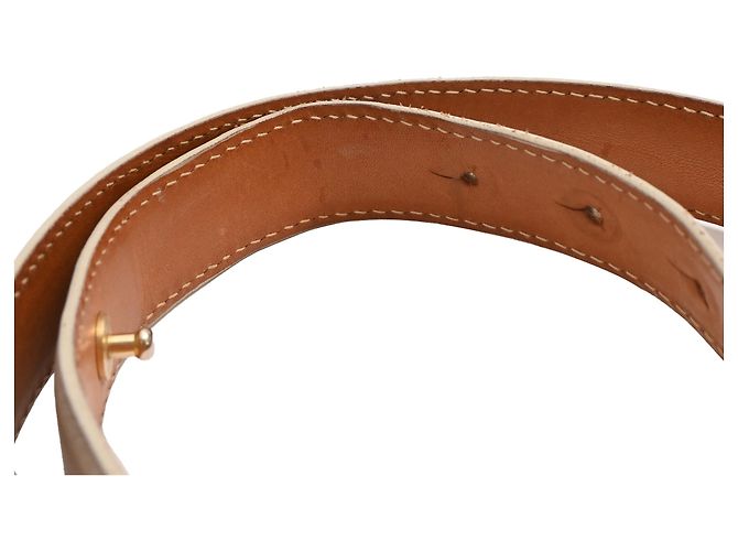 Ceinture Loro Piana en cuir crème Blanc Écru - vue 9