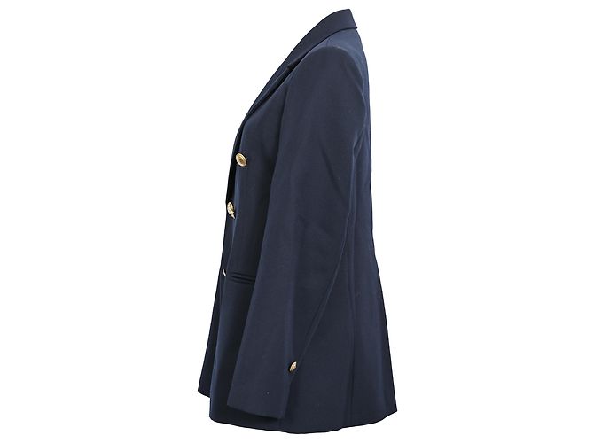 Sandro Double-Breasted Blazer in Navy Blue Polyester - view 2
