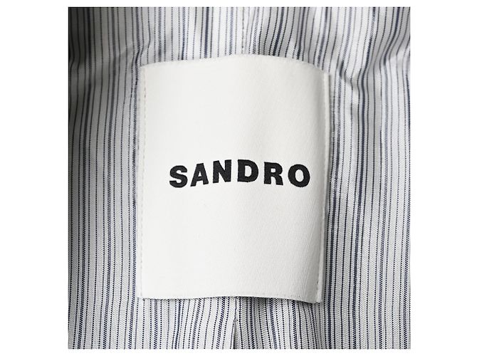 Sandro Double-Breasted Blazer in Navy Blue Polyester - view 4