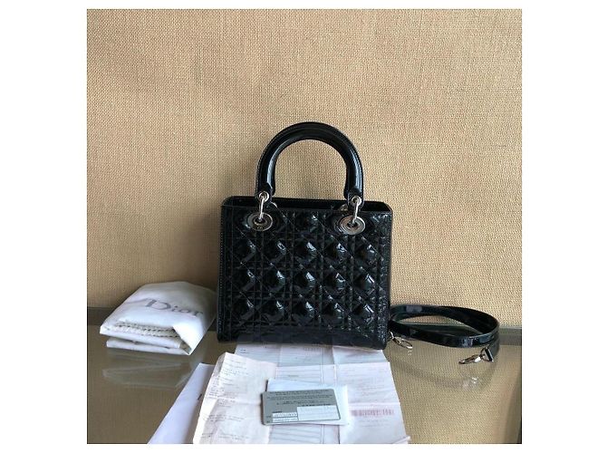 Borsa Dior Duchess in pelle verniciata nera Nero - vista 2