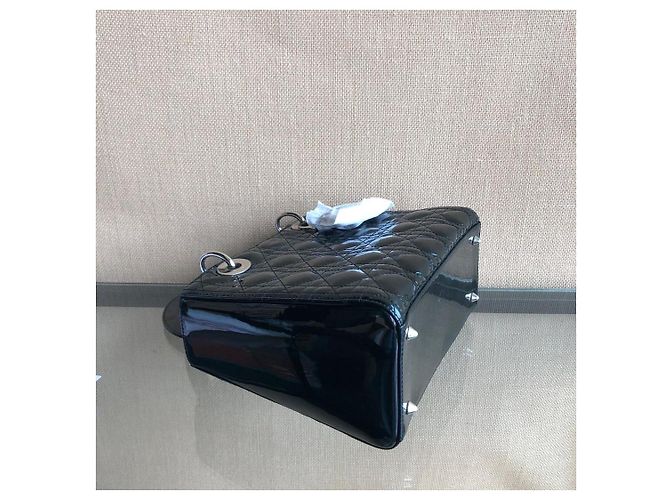 Borsa Dior Duchess in pelle verniciata nera Nero - vista 5