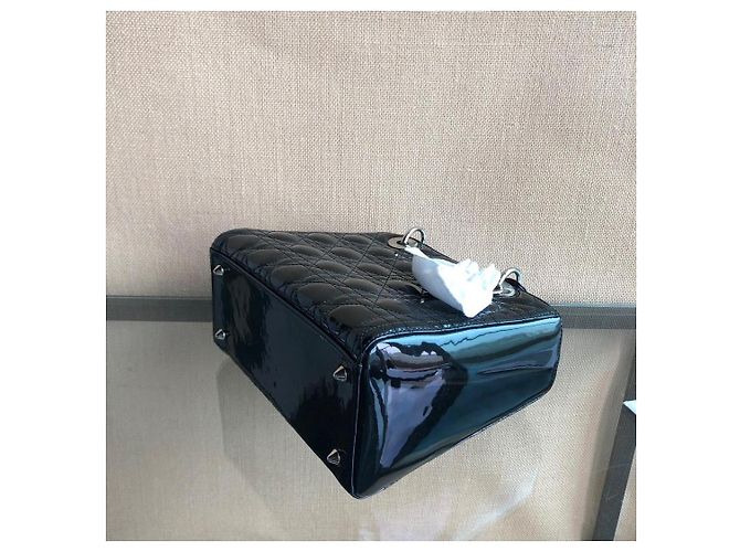 Borsa Dior Duchess in pelle verniciata nera Nero - vista 7