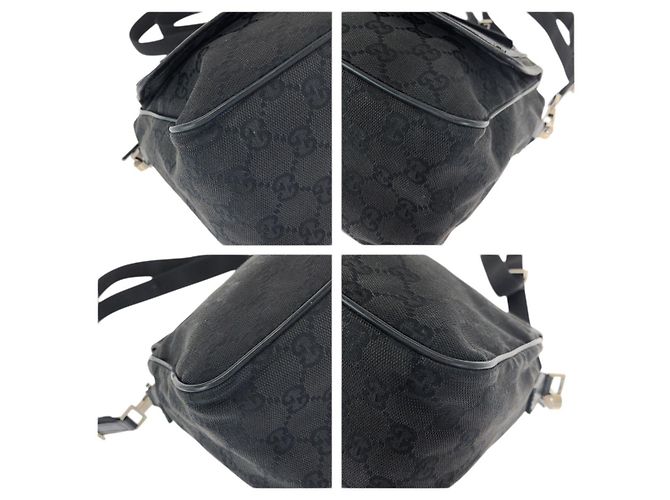 Borsa a tracolla in tela GG e pelle Gucci Nero - vista 3