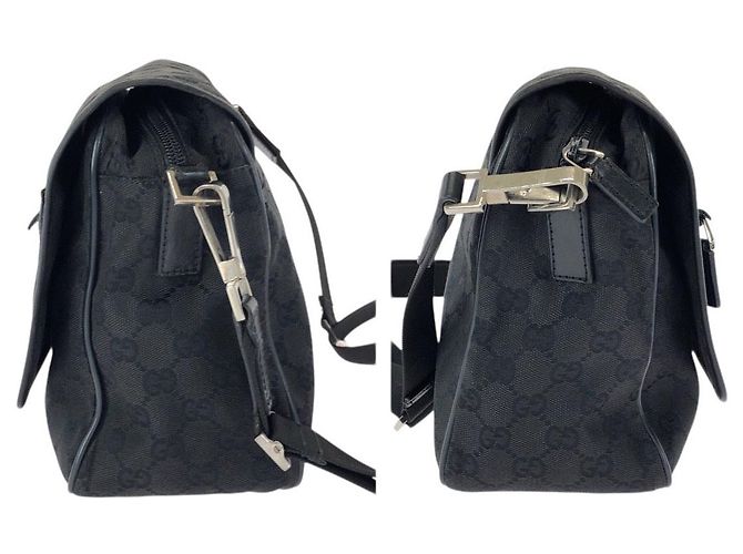 Borsa a tracolla in tela GG e pelle Gucci Nero - vista 8