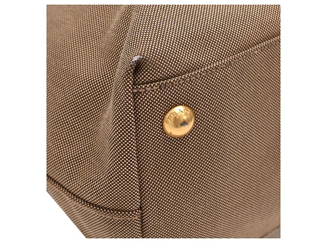Prada 2-Wege Tote Bag aus braunem Canvas - Ansicht 11