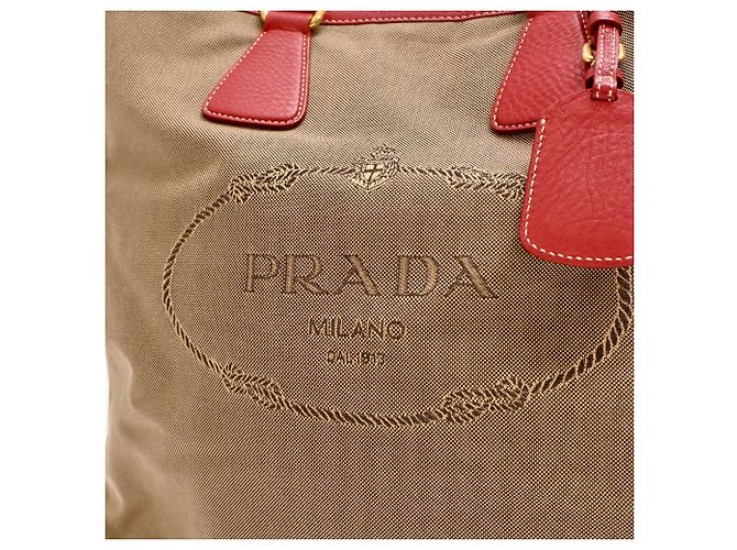 Prada 2-Wege Tote Bag aus braunem Canvas - Ansicht 13