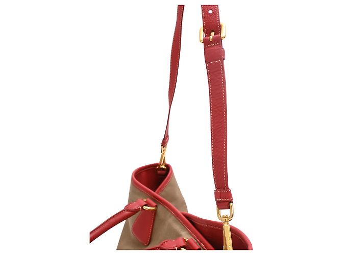 Prada 2-Wege Tote Bag aus braunem Canvas - Ansicht 15