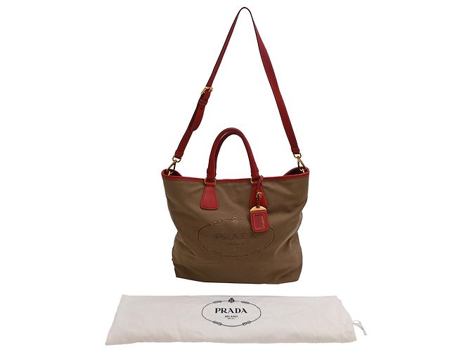 Prada 2-Wege Tote Bag aus braunem Canvas - Ansicht 19