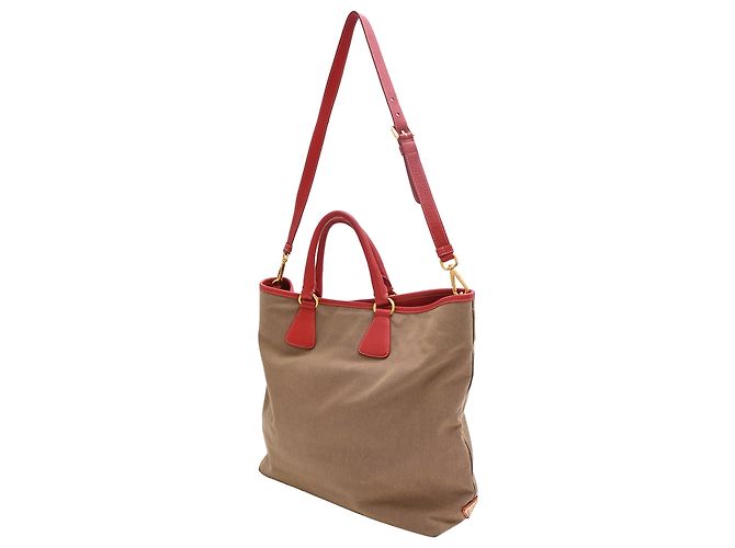 Prada 2-Wege Tote Bag aus braunem Canvas - Ansicht 3
