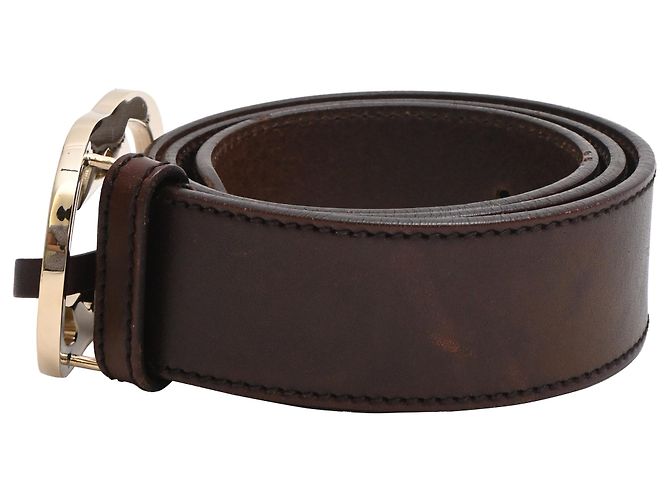 Cinturón de cuero marrón con logo Double G de Gucci Castaño Roja - vista 2