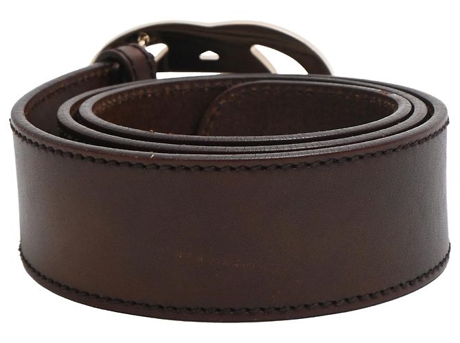Cinturón de cuero marrón con logo Double G de Gucci Castaño Roja - vista 3
