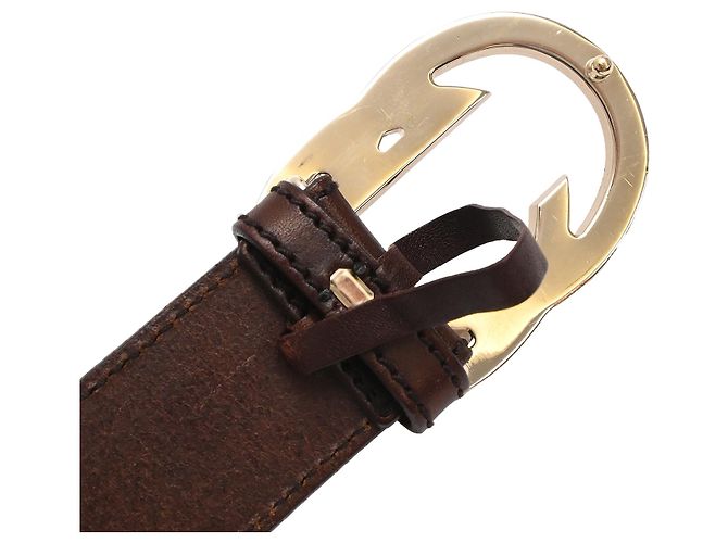 Cinturón de cuero marrón con logo Double G de Gucci Castaño Roja - vista 6
