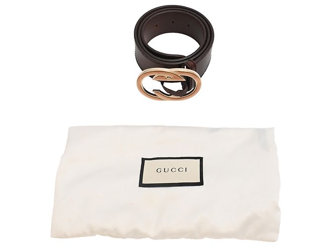 Cinturón de cuero marrón con logo Double G de Gucci Castaño Roja - vista 8