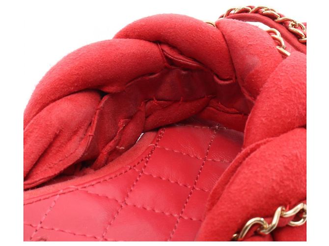 Timeless Sandali in suede matelassé Chanel Rosso - vista 8