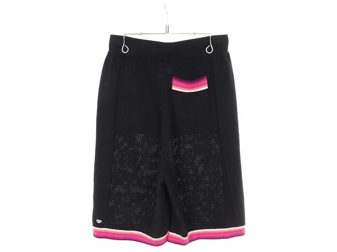 Timeless Bermuda de lã e caxemira Coco Mark da Chanel Preto Roxo - vista 2