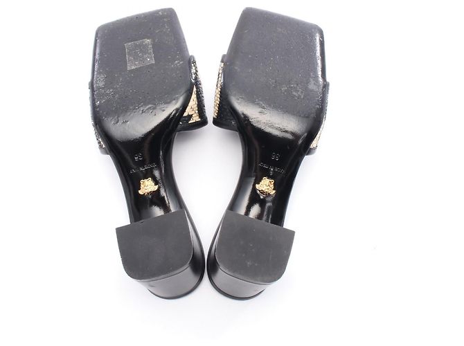 Versace Leder-Mules Schwarz Beige - Ansicht 4