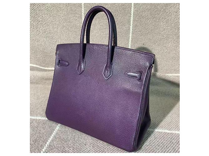 Hermès Birkin 25 Blu Mare in pelle di capra chiusura argento Viola scuro - vista 2