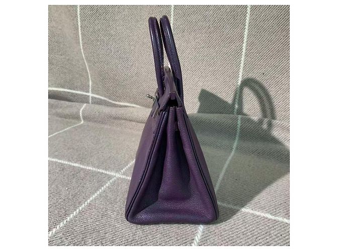 Hermès Birkin 25 Blu Mare in pelle di capra chiusura argento Viola scuro - vista 3