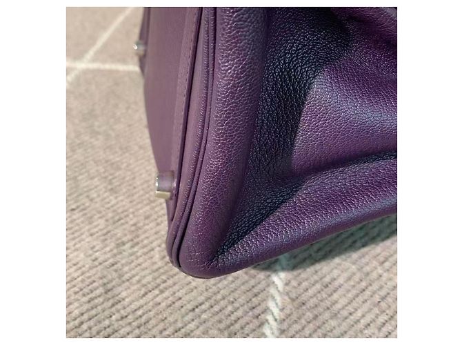 Hermès Birkin 25 Blu Mare in pelle di capra chiusura argento Viola scuro - vista 4