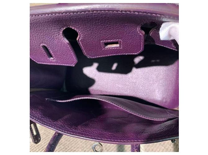 Hermès Birkin 25 Blu Mare in pelle di capra chiusura argento Viola scuro - vista 7
