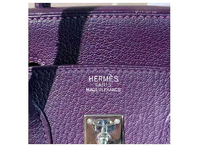 Hermès Birkin 25 Blu Mare in pelle di capra chiusura argento Viola scuro - vista 9