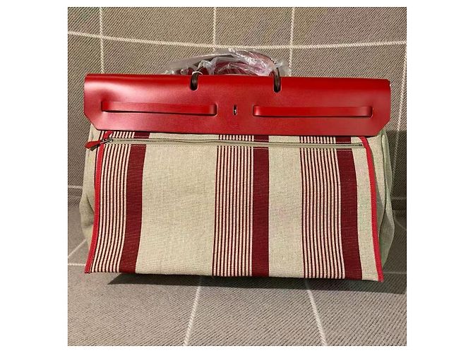 Borsa Hermès Lovebag 50 Edizione Limitata Righe Rosse Rosso - vista 2