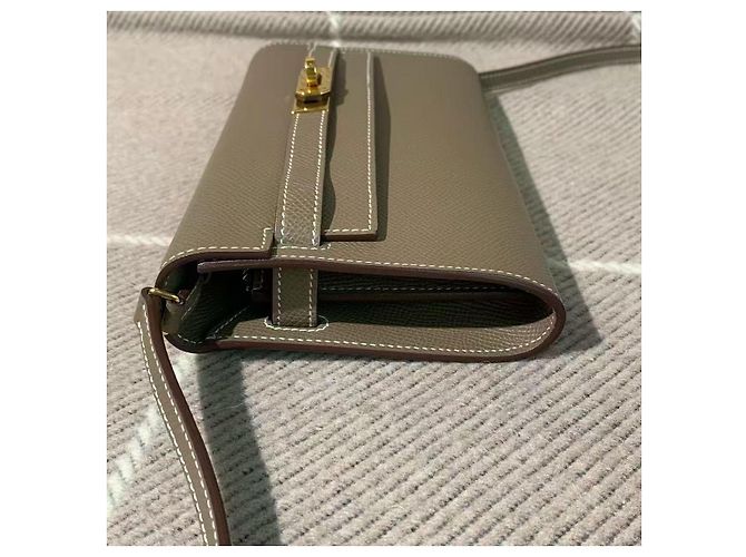 Portafoglio Hermès Kelly Grigio Elefante Pelle Epsom Oro - vista 2