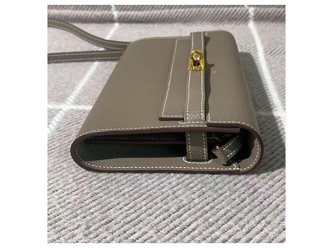 Portafoglio Hermès Kelly Grigio Elefante Pelle Epsom Oro - vista 4