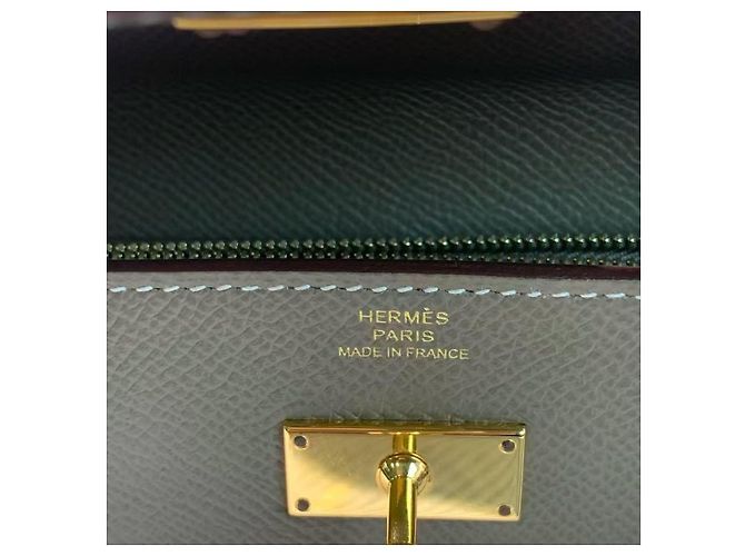 Portafoglio Hermès Kelly Grigio Elefante Pelle Epsom Oro - vista 8