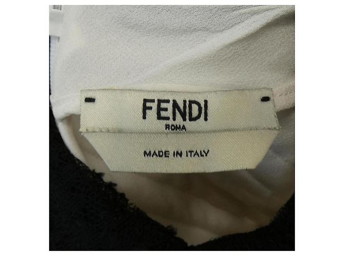 Vestido de seda Fendi FDA941 AD9W Castaño Negro Blanco Estampado de leopardo - vista 6