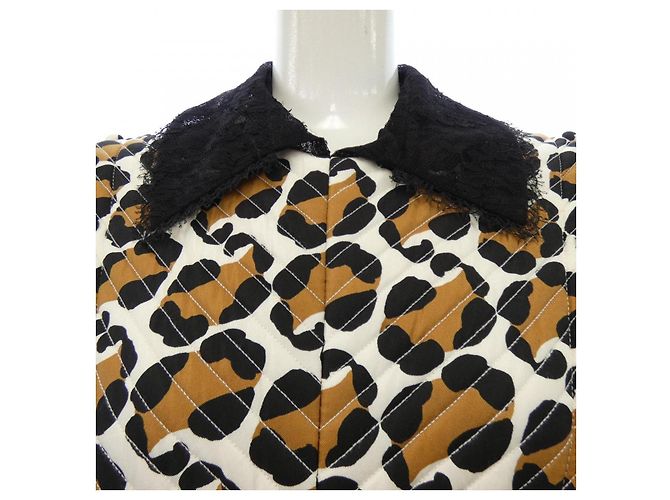 Vestido de seda Fendi FDA941 AD9W Castaño Negro Blanco Estampado de leopardo - vista 7