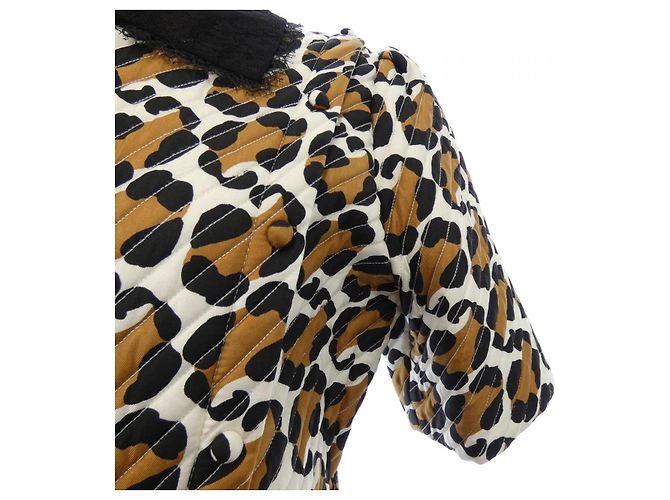 Vestido de seda Fendi FDA941 AD9W Castaño Negro Blanco Estampado de leopardo - vista 8