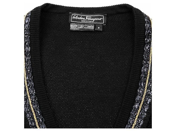 Top de punto 2 en 1 en mezcla de algodón Salvatore Ferragamo Negro - vista 14