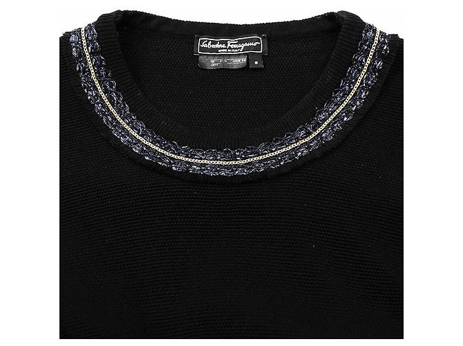 Top de punto 2 en 1 en mezcla de algodón Salvatore Ferragamo Negro - vista 16