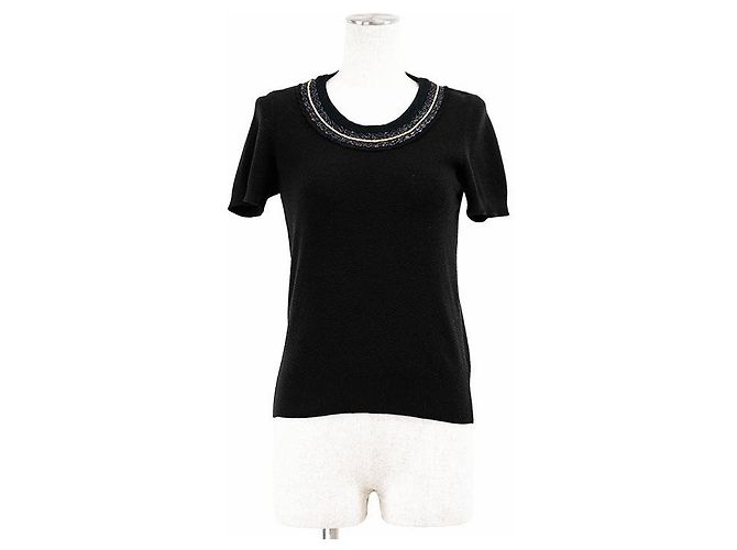 Top de punto 2 en 1 en mezcla de algodón Salvatore Ferragamo Negro - vista 7