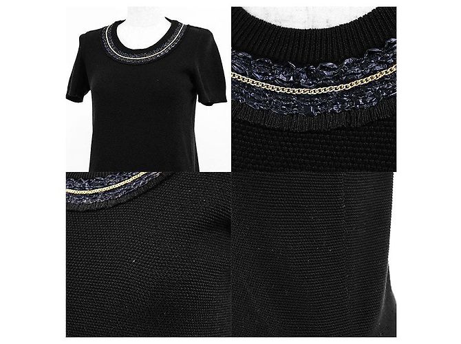 Top de punto 2 en 1 en mezcla de algodón Salvatore Ferragamo Negro - vista 8