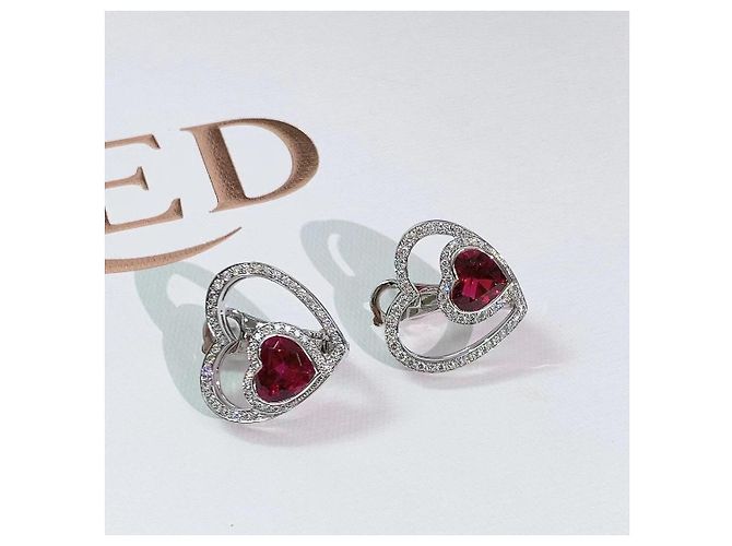 Orecchini Fred in tourmalina a cuore e diamante Argento - vista 2