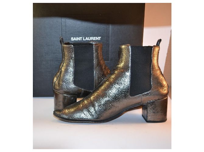 Stivaletti Saint Laurent Rock 40 Chelsea Boot Argentati Argento - vista 2