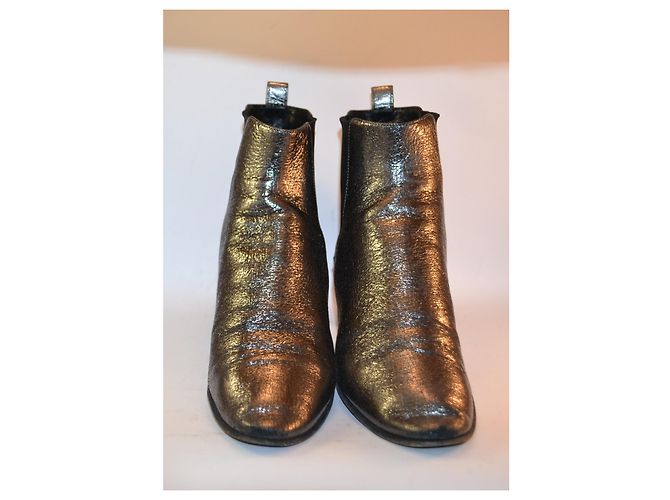Stivaletti Saint Laurent Rock 40 Chelsea Boot Argentati Argento - vista 3