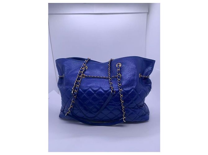 Borsa Tote Chanel in pelle blu - vista 2
