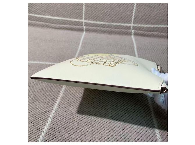 Clutch Hermès Video Ton Sac Nubuck Bianco - vista 3
